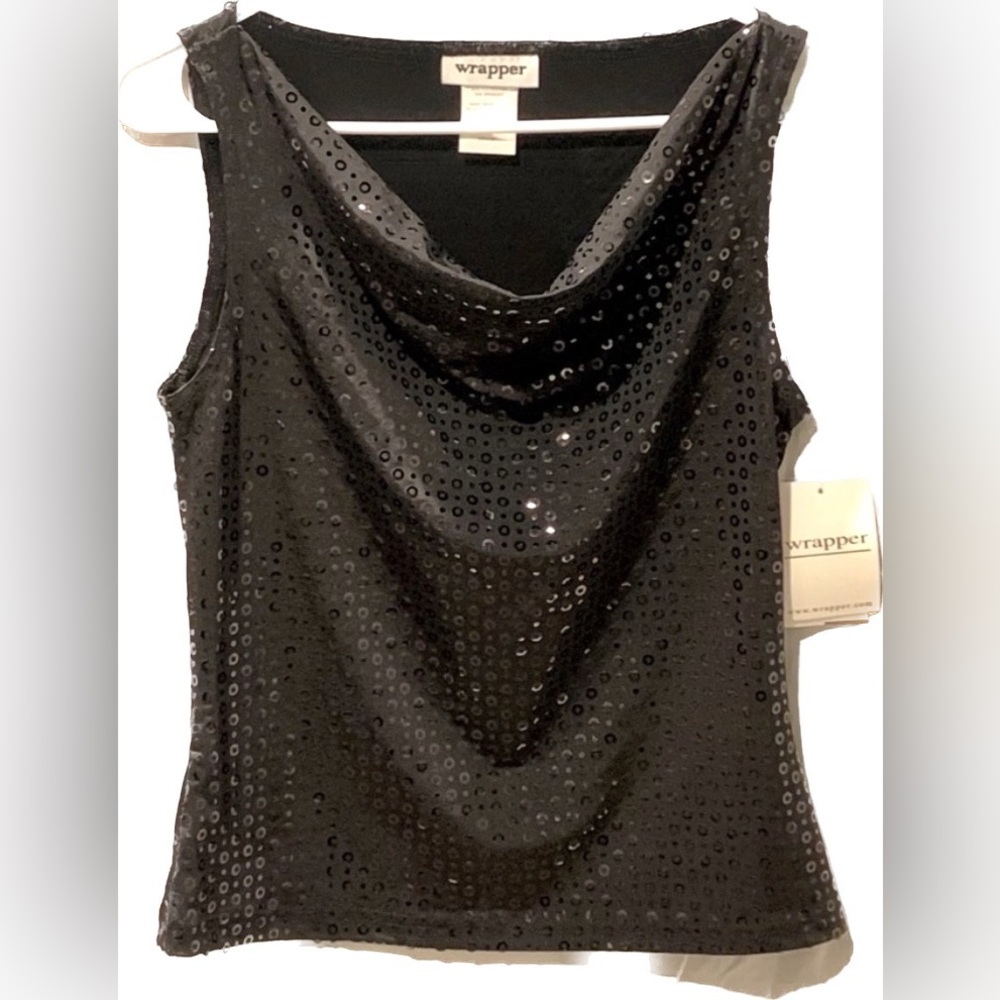 Black Sequin Sleeveless Top
